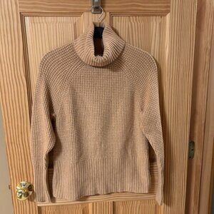 LL Bean Cozy Waffle Turtleneck w/ Side Zipper Detail Petite XS in Camel